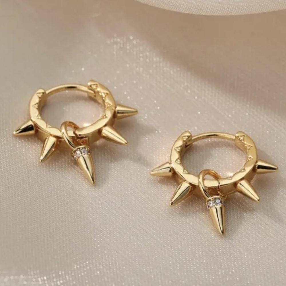 Gold Spike Hoop Earrings